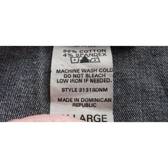 GDS Goddess Denim Jean Button Up Blouse Shirt Laced Up Sleeves Vintage Size XL - Picture 8 of 14